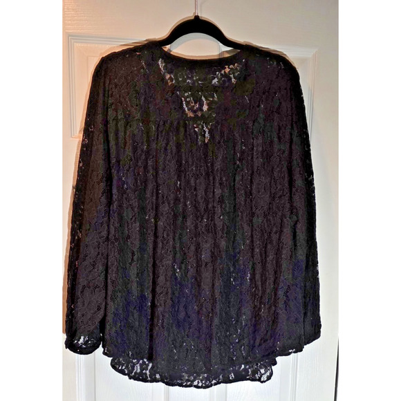 Torrid Harper Lace Blouse 3X Black WhimsyGoth Romantic Boho Plus Size Top Sheer - Picture 3 of 11